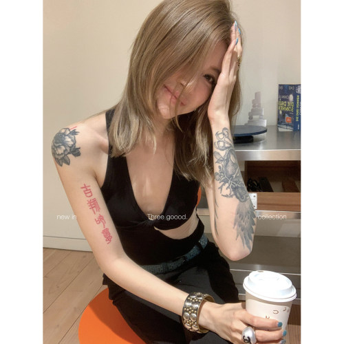 THREEGOOOD扭结网纱V领背心