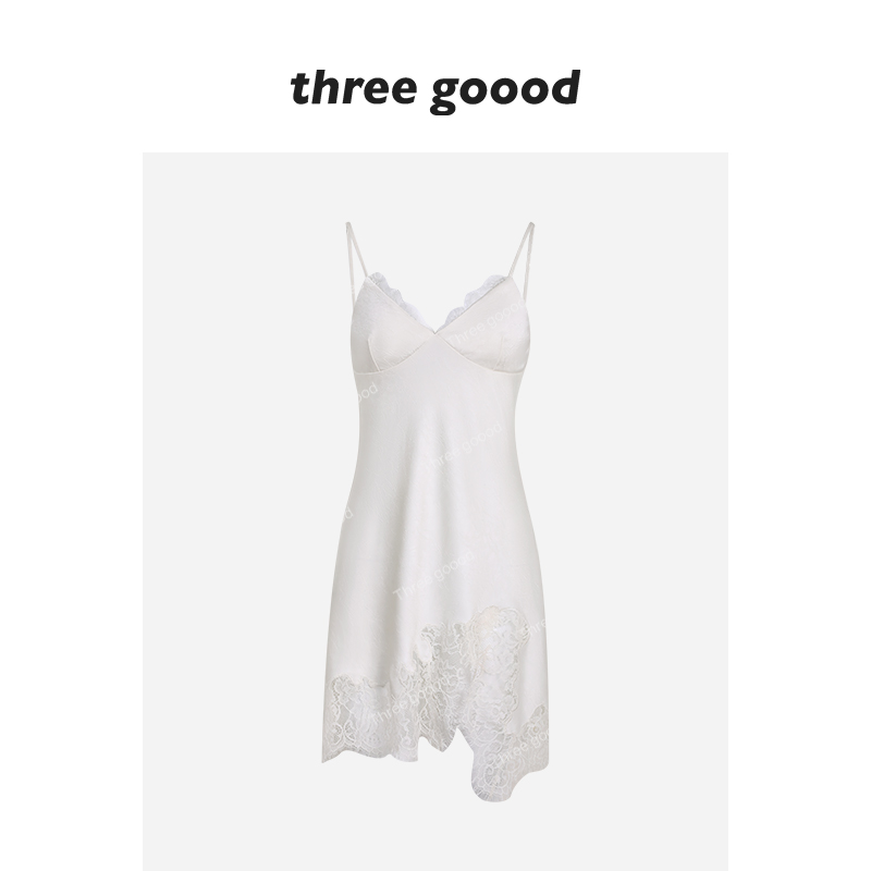 不规则拼下摆蕾丝打底裙内搭