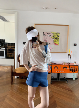 THREE GOOOD殷三吉 宽腰头休闲短裤低腰显腿直显瘦百搭空气层热裤