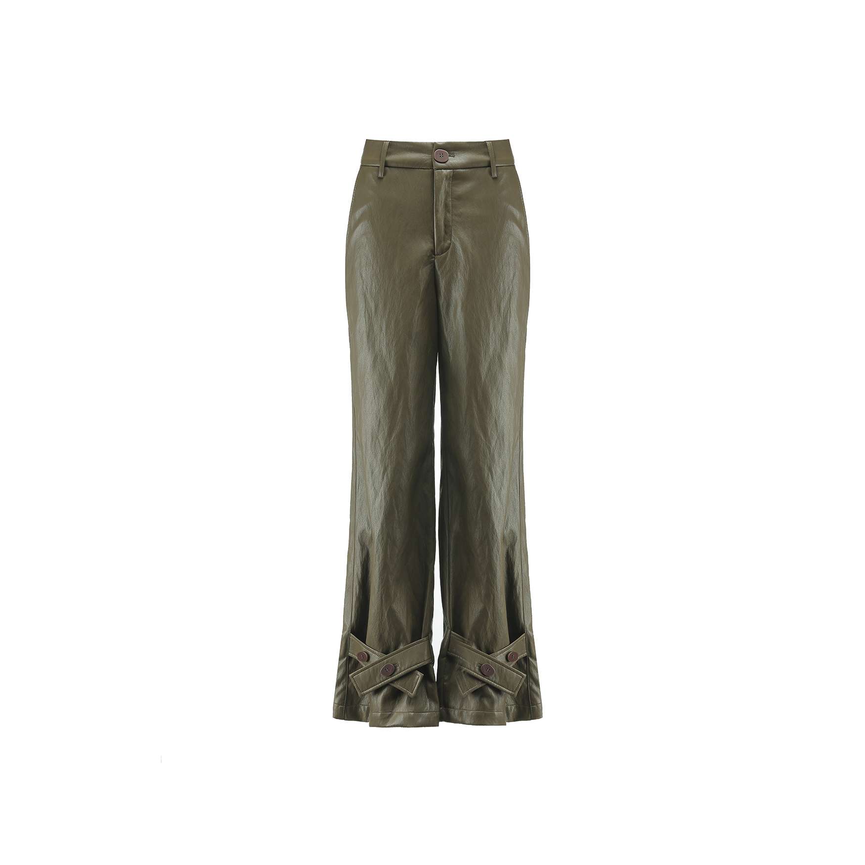 THREE GOOOD/三吉 半熟秋日阔腿水洗皮皮裤DSK241006