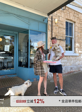 THREE GOOOD殷三吉 复古宽松休闲格子衬衫 领口铆钉点缀自带腔调