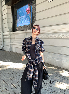 THREE GOOOD殷三吉长腿shen器黑色显瘦高腰阔腿西装裤Y725K01355