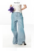 GOOOD 三吉蓝海呓语宽松设计感蓝色喷墨牛仔裤 长裤 2024新款 THREE