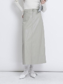 浅苏薄荷简约A字版 THREE GOOOD殷三吉 通勤风休闲皮半裙