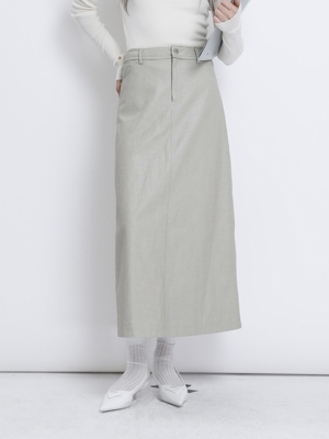 THREE GOOOD殷三吉  浅苏薄荷简约A字版通勤风休闲皮半裙