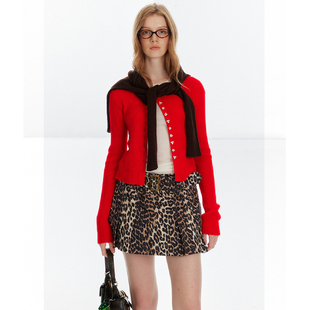 优雅豹纹百褶半裙DQ240199 不羁 THREE GOOOD殷三吉