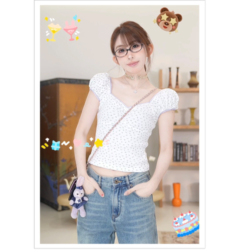 THREE GOOOD殷三吉 初恋系轻奢抽肩带背心上衣 DT240053