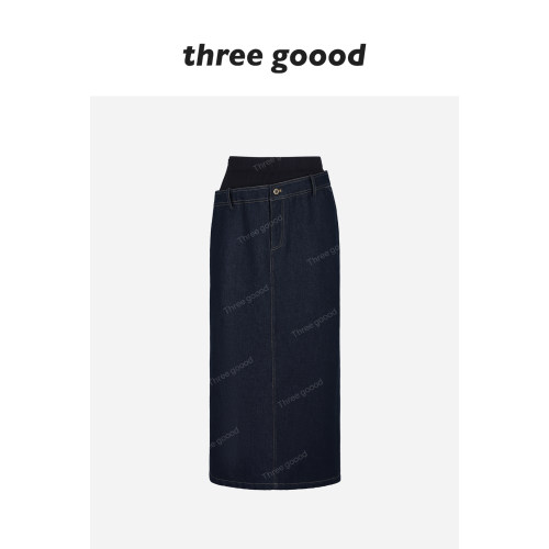 THREEGOOOD牛仔拼接半身裙女
