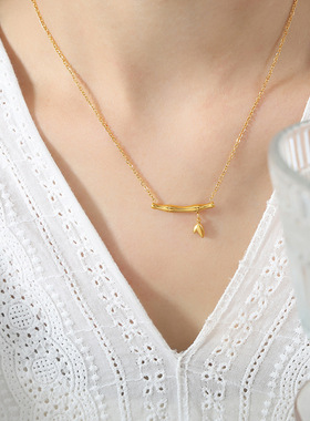 新款节节高升竹节项链女