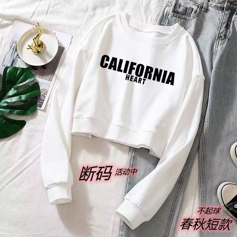 短款卫衣慵懒新款女学生宽松上衣女韩版潮字母印花长袖春秋校园风