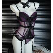 郑大嘻 性感蕾丝鱼骨胸衣束腰吊带马甲显瘦内衣内搭情侣情调服