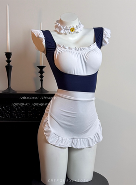 郑大嘻~不眠游戏 大码带胸垫睡裙女仆性感睡衣cos制服纯欲qqny