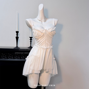 郑大嘻~芭蕾絮语 性感蕾丝纯欲风带钢圈吊带裙小胸友好甜美睡裙