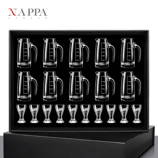 NAPPA水晶玻璃白酒杯套装 送礼 家用玻璃分酒壶烈酒杯一口杯礼盒装