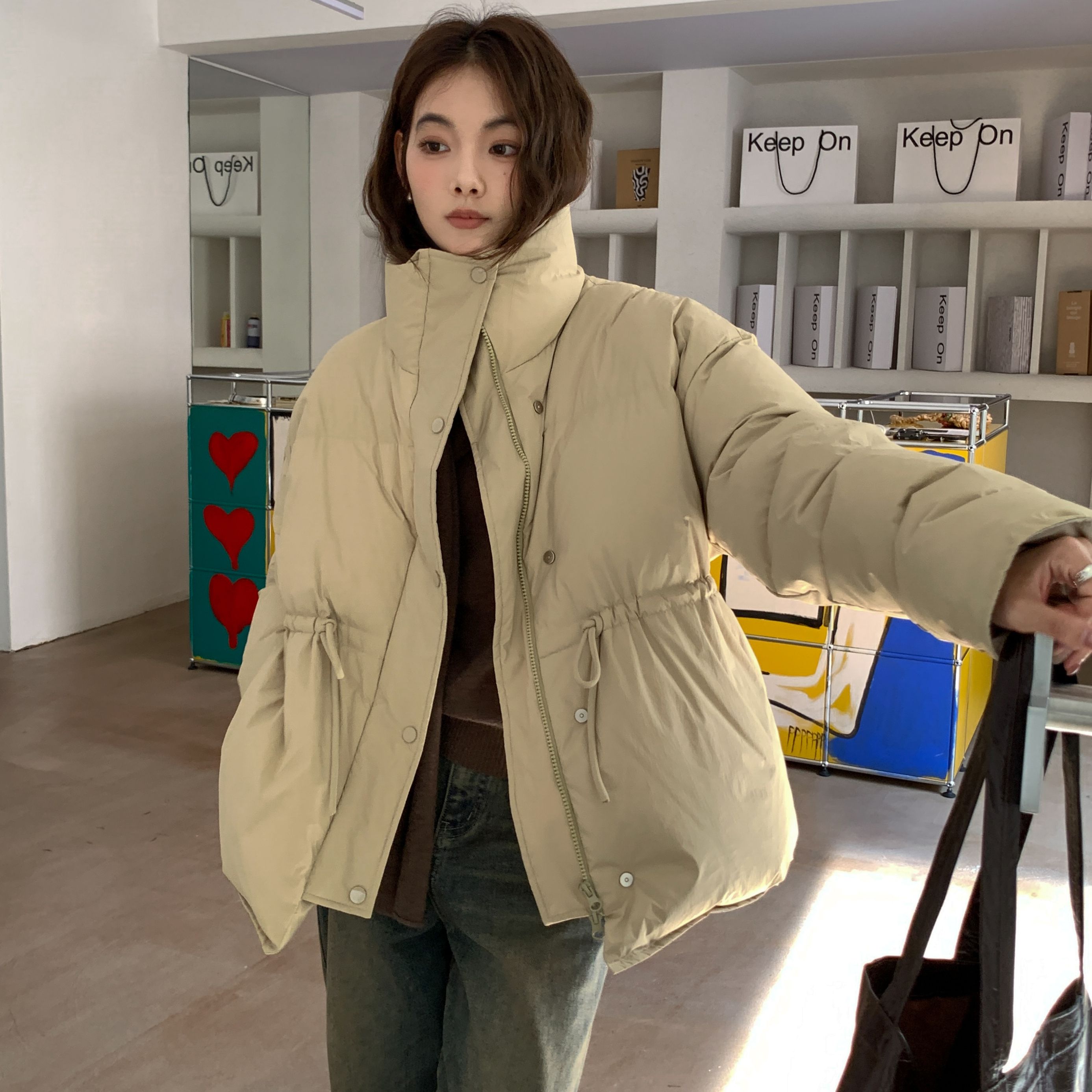 CLEAN SPACE-立领轻盈蓬松保暖秋冬上新短款保暖羽绒服外套51361