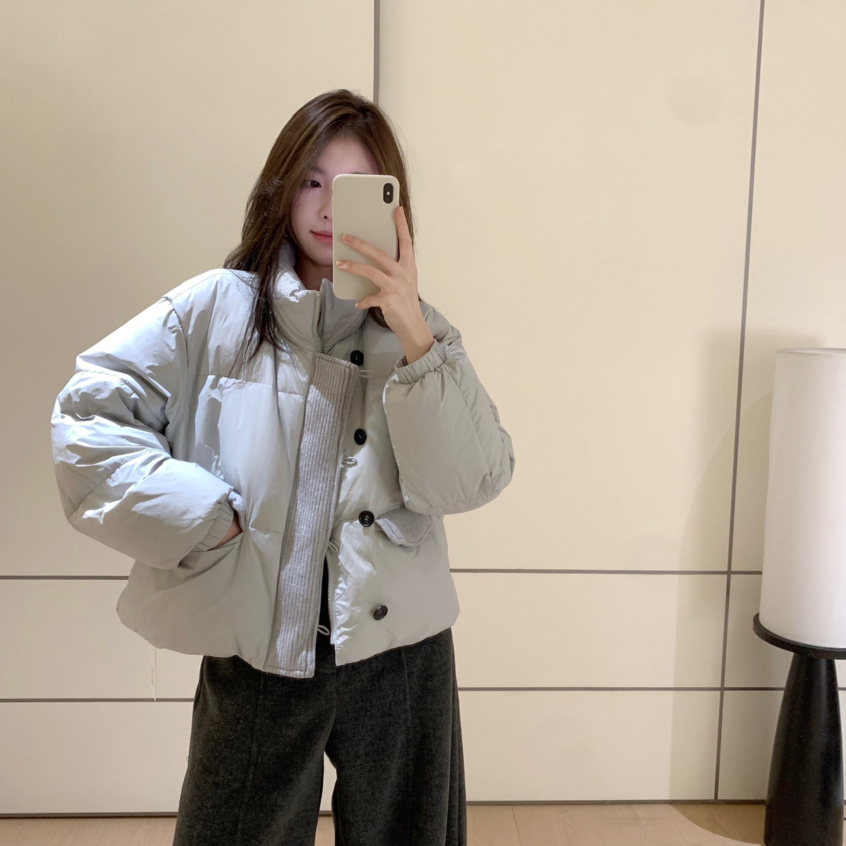 SANTA GROVE-加厚立领针织拼接拉链保暖羽绒服外套K68008