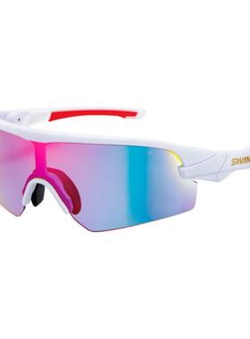 代购SWANS女士太阳镜防紫外线抗风设计防滑结构鼻托调节白色框架