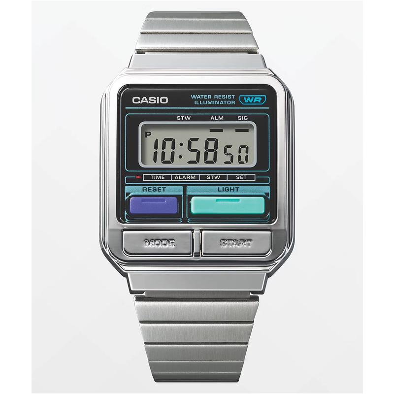 代购卡西欧男女腕表计时闹钟夜光日期金属防水钢带银色日常通勤