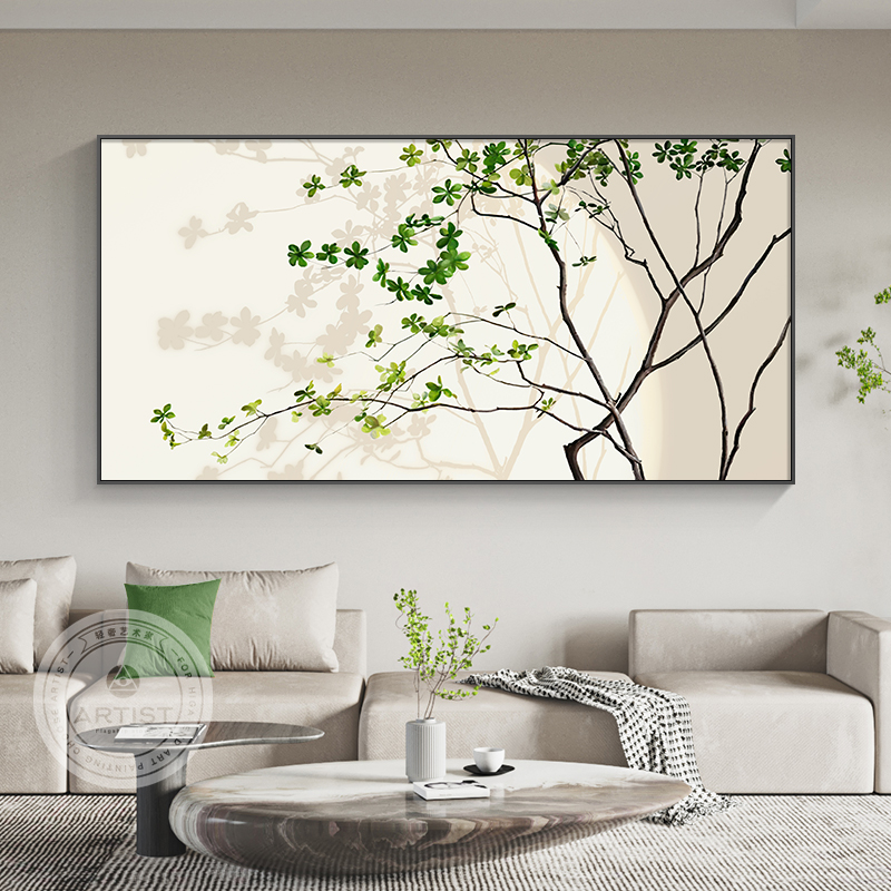 北欧ins客厅装饰画横版沙发背景墙壁画清新绿植玄关卧室床头挂画