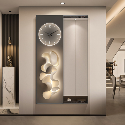 轻奢隐藏式全身镜装饰画带钟表暗藏式隐形穿衣镜壁画玄关镜子挂画