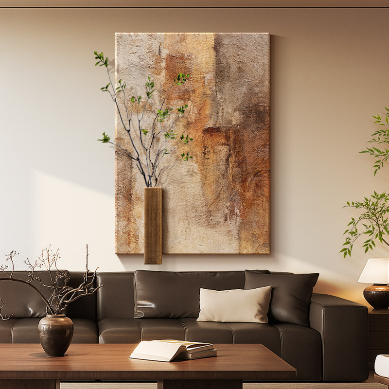 侘寂风客厅沙发背景墙装饰画高级感大白墙挂画入户门玄关走廊壁画,家居饰品,现代装饰画,淘宝优惠券,粉丝福利购,淘宝优惠卷