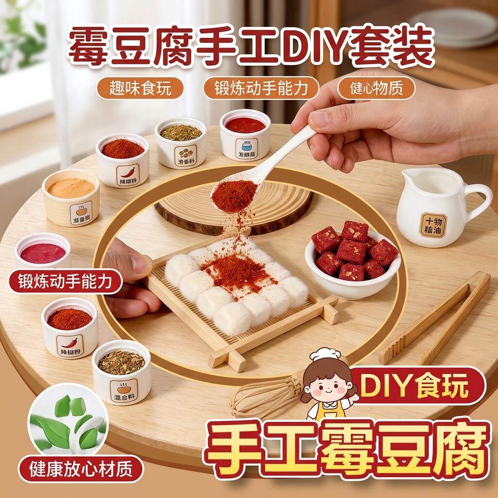 霉豆腐仿真玩具食物模型手工diy材料包流行儿童亲子互动游戏套装