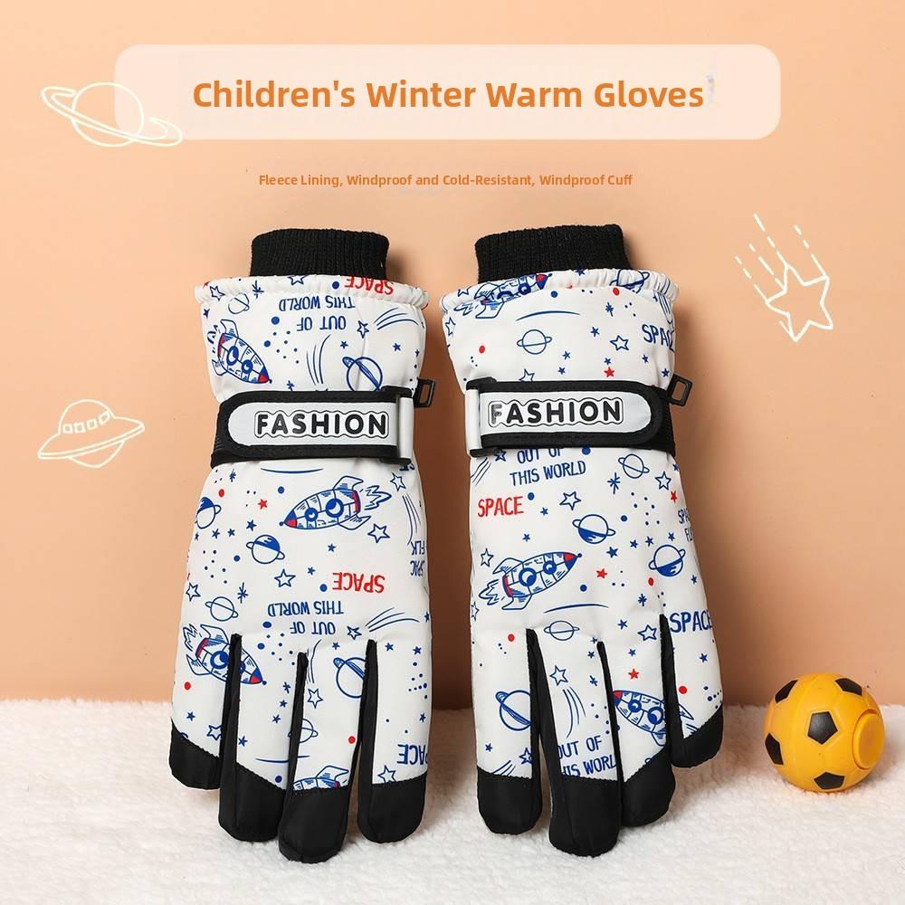 儿童手套新款秋冬季保暖加厚加绒男孩女童户外玩雪运动防寒防泼水