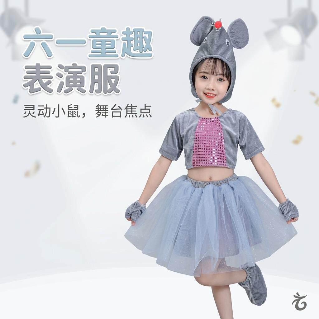六一儿童演出服夏季小老鼠表演服动物服装表演服老鼠服装2026新款