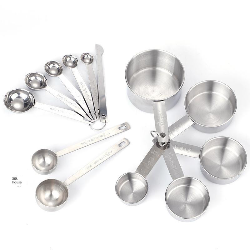 不锈钢量杯量勺套装带刻度烘培计量器调味勺咖啡量匙器