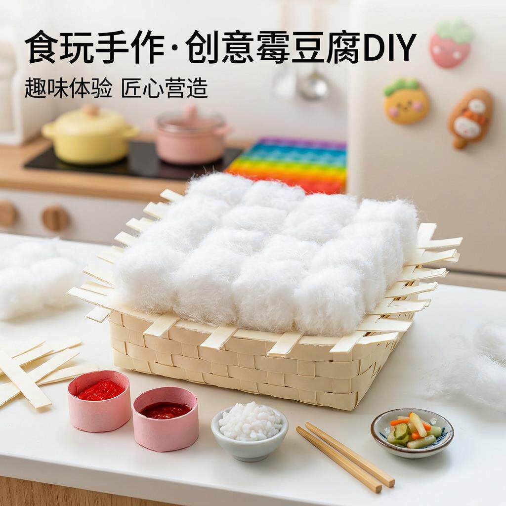 霉豆腐仿真玩具女生手工diy食物模型假期套装儿童扮家家酒小配件