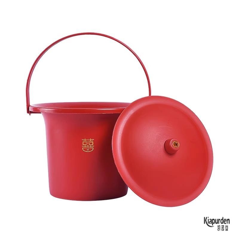 子孙桶结婚用的陪嫁喜桶婚庆婚嫁红色小马桶乔迁子生水桶红桶一对