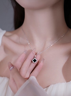 四叶草毛衣链女秋冬时尚小香风气质项链轻奢小众ins潮网红锁骨链