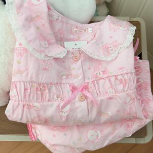 娃娃领卡娜赫拉睡衣女可爱春秋新款薄棉薄款长袖长裤套装家居服