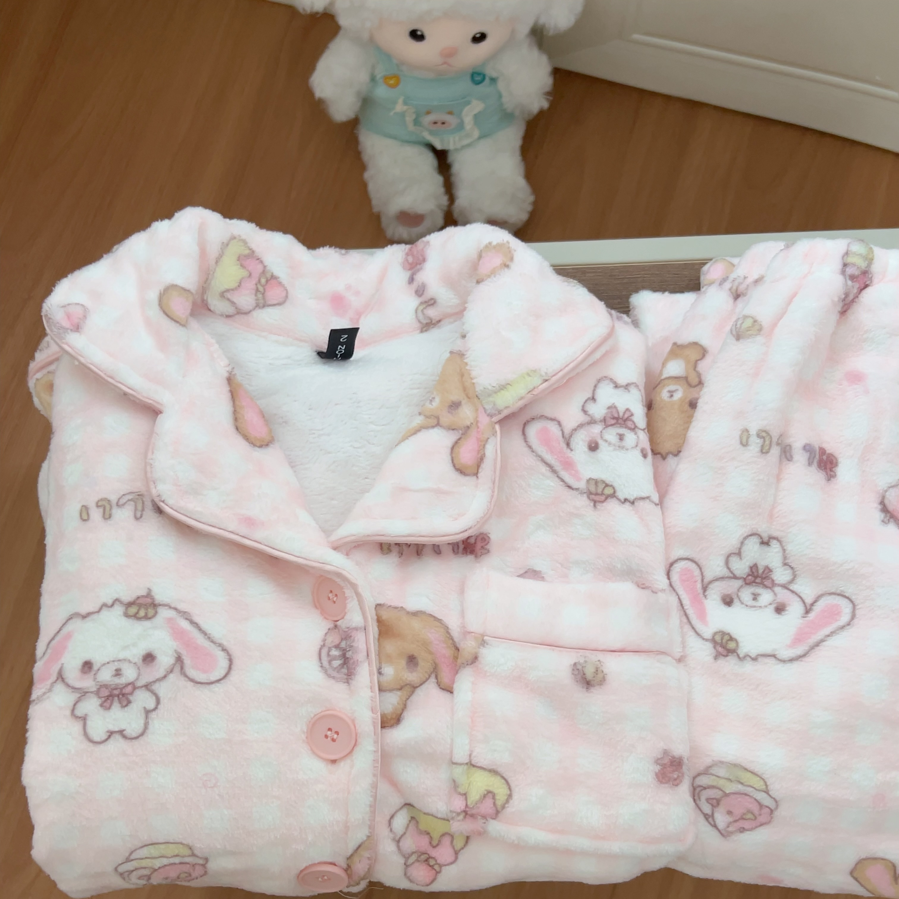 卡通甜点兔冬季法兰绒睡衣