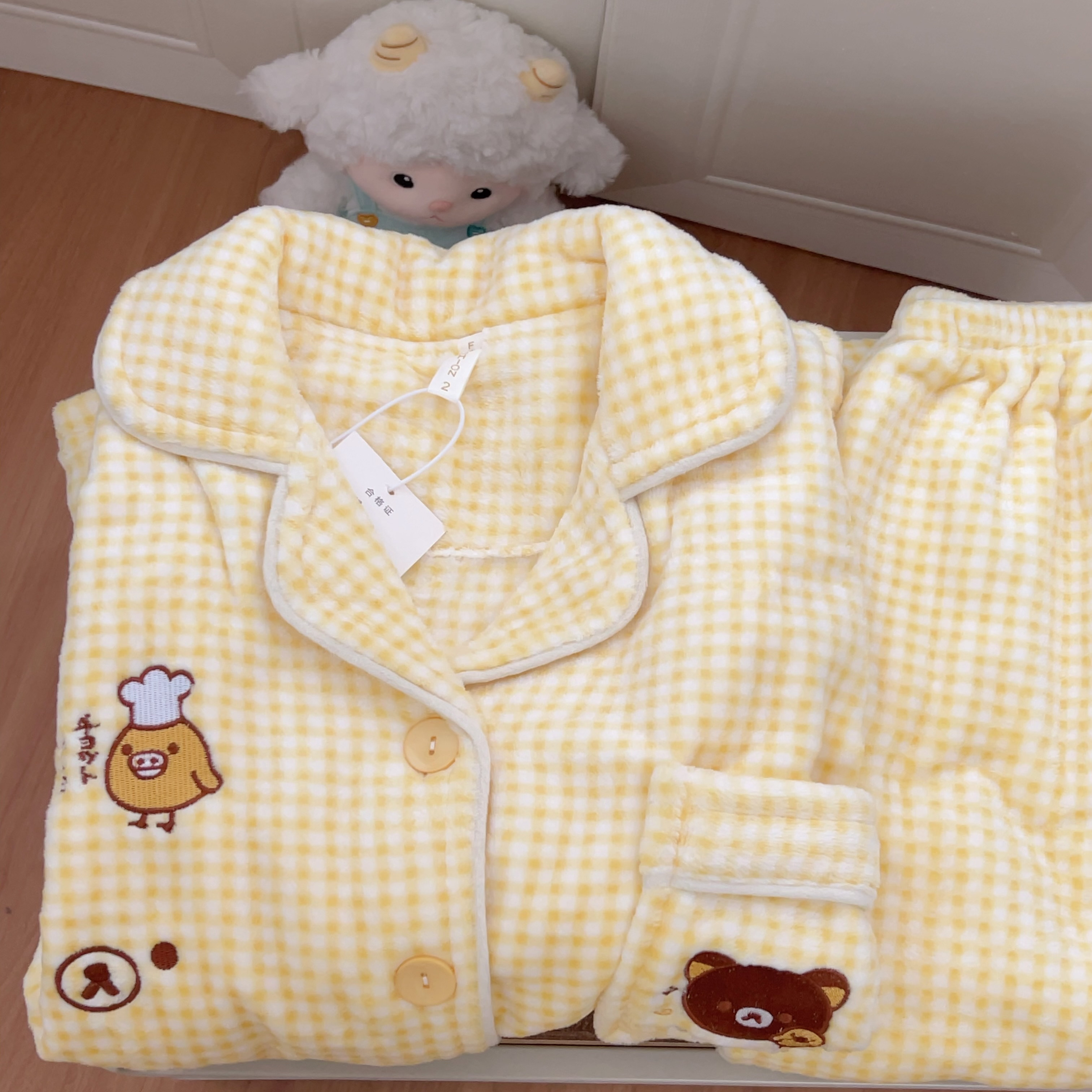 黄格轻松熊冬季卡通可爱睡衣