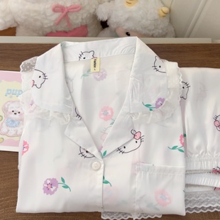 花花Kitty夏季 学生夏天休闲家居服 冰丝睡衣女卡通可爱短袖 短裤