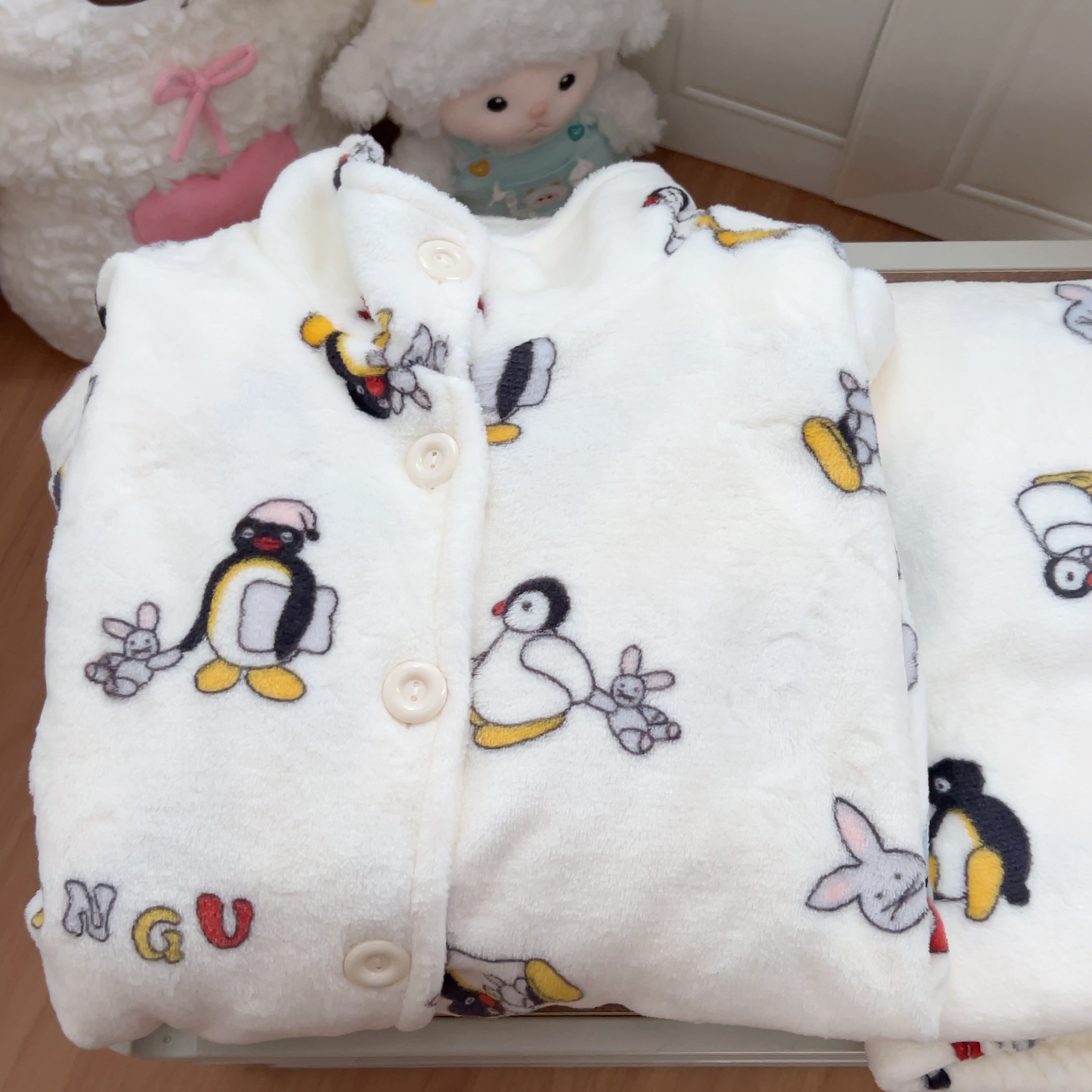 企鹅企鹅珊瑚绒睡衣女冬季加绒