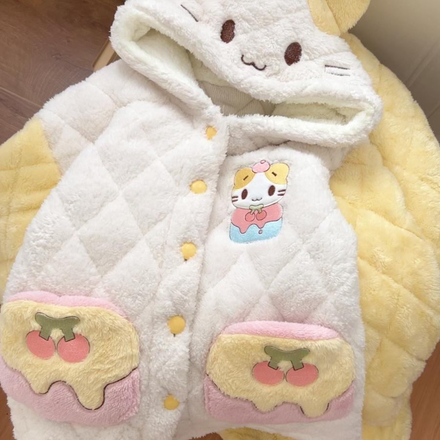 家居服女款三层夹棉棉花糖猫睡衣