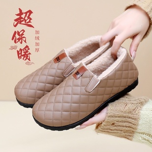 老北京布鞋新款女棉鞋加绒冬季保暖休闲鞋豆豆鞋一脚蹬妈妈鞋防滑