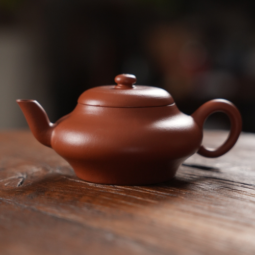 【古壶复刻】清晚期朱泥虚扁壶复刻紫砂壶