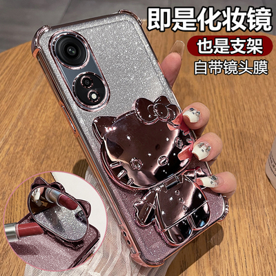 适用oppoA1手机壳oppo保护A1pro硅胶套5G全包PHQ110气囊防摔15g透明软壳带支架镜子PHS新款女0pp0可爱oppophs