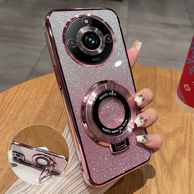 适用真我11pro十闪粉支架保护套