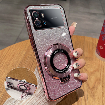 vivoiqoo9闪粉透明带支架保护套