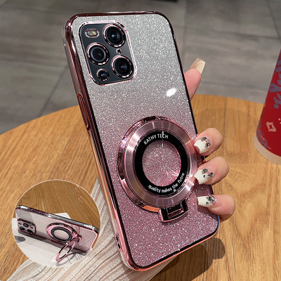 适用OPPOFindx3闪粉带支架保护套