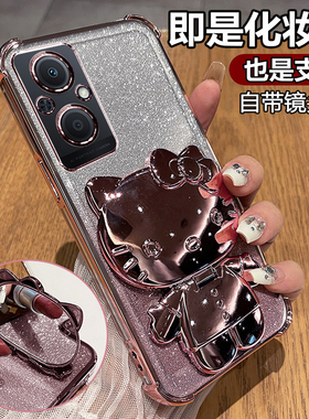 适用oppoA96手机壳oppo保护A96硅胶套5G带镜头膜全包防摔opa透明软PFUM10支架镜子女965g新款0pp0可爱高颜值i