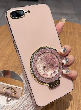 适用苹果8手机壳iPhone7Plus保护硅胶套全包i7防摔ip软壳7P新款i8钢化膜高级感puls女8p七八带支架流沙高颜值