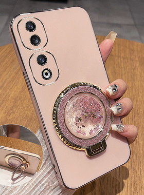 适用华为荣耀90手机壳honor90pro保护90lite硅胶套REA一AN00镜头全包REP防摔软por女带支架p新款流沙曲屏专用