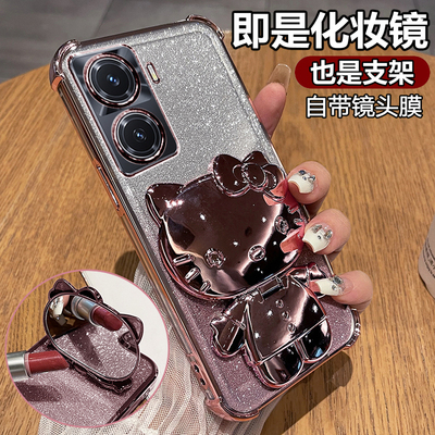 适用vivoy77手机壳vivo保护y77t硅胶套5G自带镜头膜全包气囊防摔V2219A透明voviy软voy女775g新款t5g支架镜子