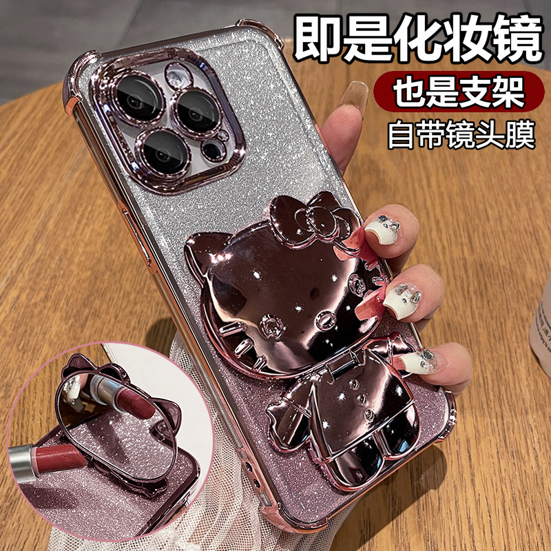 适用苹果16手机壳iphone16pro保护max硅胶套plus自带镜头膜全包16p气囊防摔透明promax软支架镜子ip十六女i16