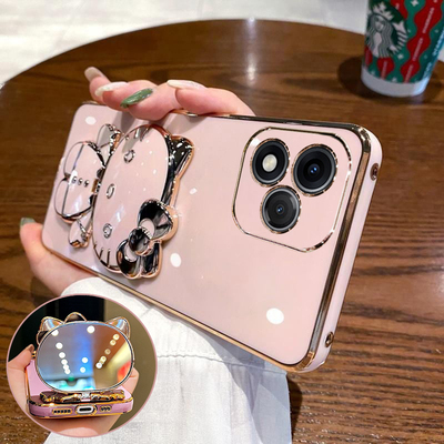 适用华为荣耀400lite手机壳honor400pro香港海外版保护硅胶套5g全包防摔软外壳女国际新款带支架镜子可爱卡通